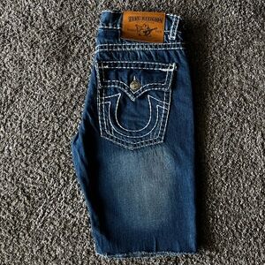 True Religion Denim Shorts with White Signature Stitching
